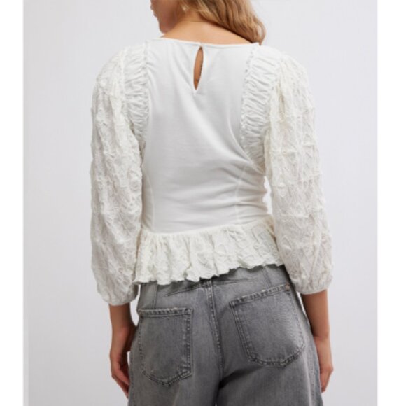 NWT Free People ‘Olivia’ Lace Stretch Top | Medium | Optic White - Picture 3 of 7